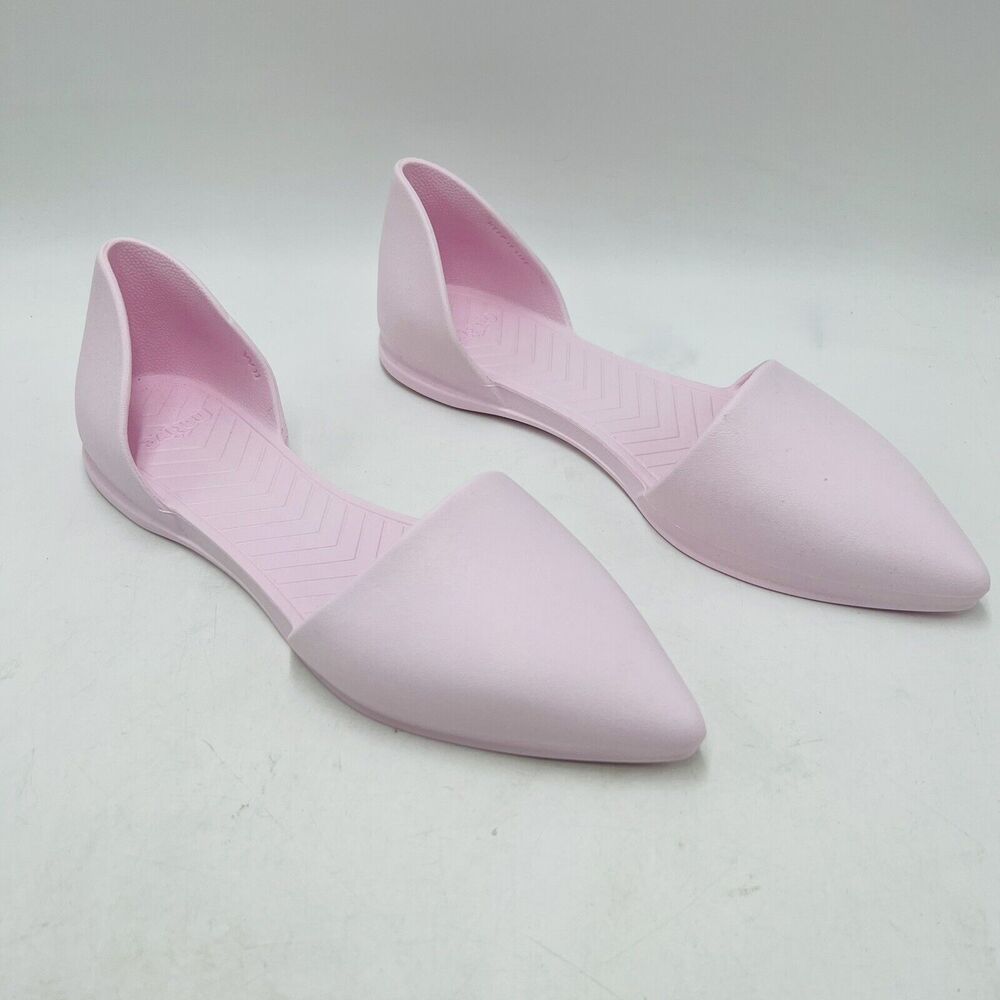 Native Women's 11 D'orsay Flats Rubber Solid Pink Slip On Pointed Toe